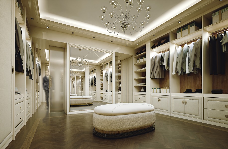 A luxury walk-in closet has to combine comfort, functionality and exclusive style